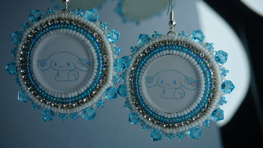 Blue Character Beaded Earrings