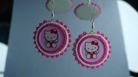 Red Character Beaded Earrings (small)