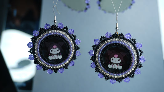 Purple Character Beaded Earrings