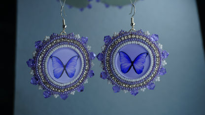 Purple Butterfly Beaded Earrings