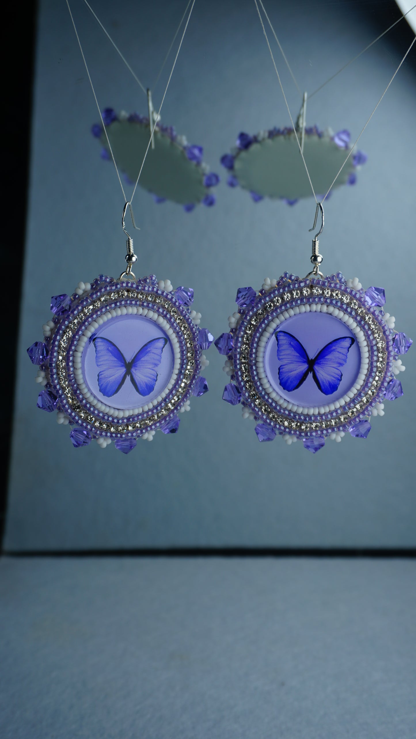 Purple Butterfly Beaded Earrings