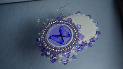 Purple Butterfly Beaded Earrings