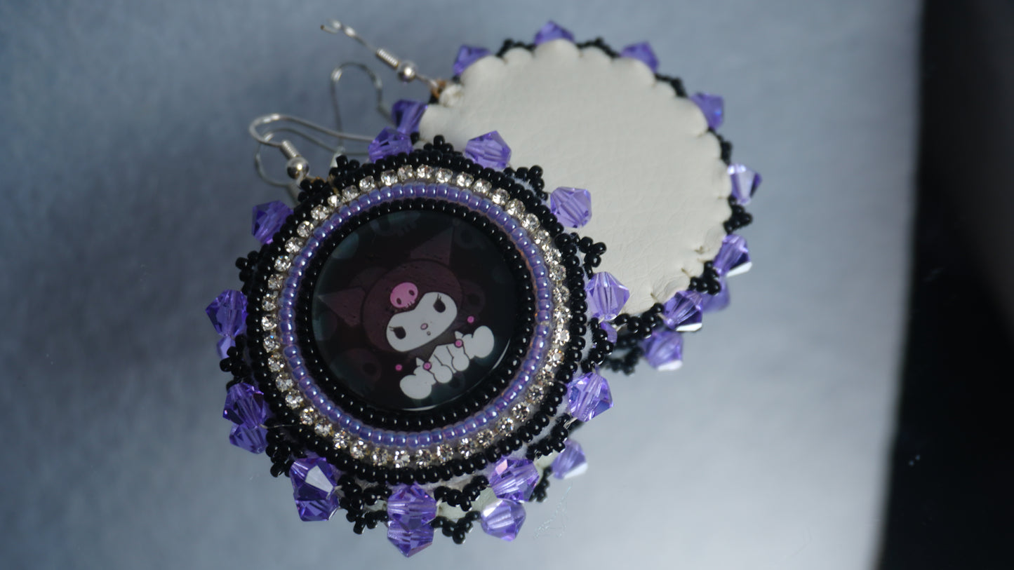 Purple Character Beaded Earrings