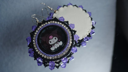 Purple Character Beaded Earrings