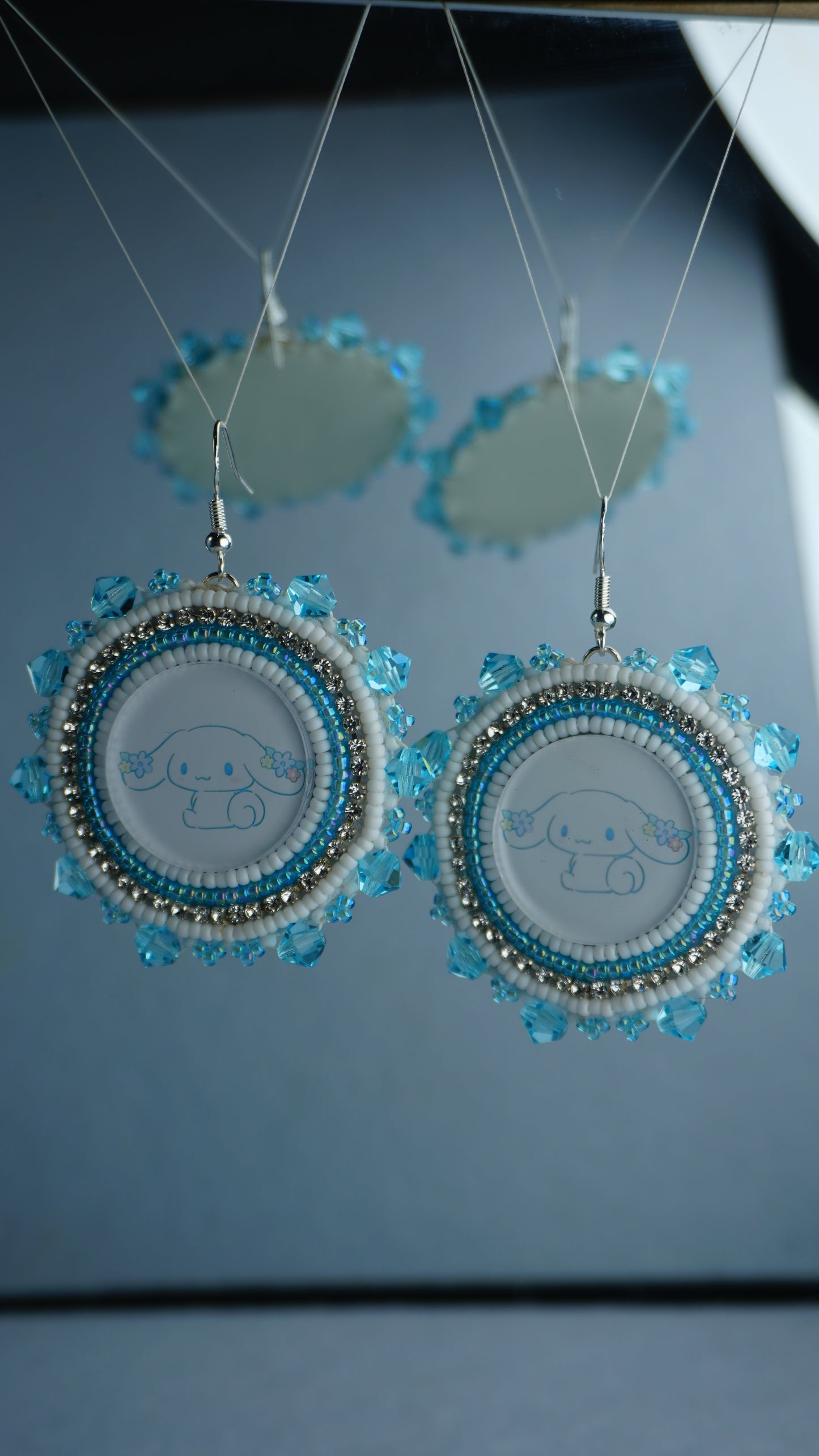 Blue Character Beaded Earrings