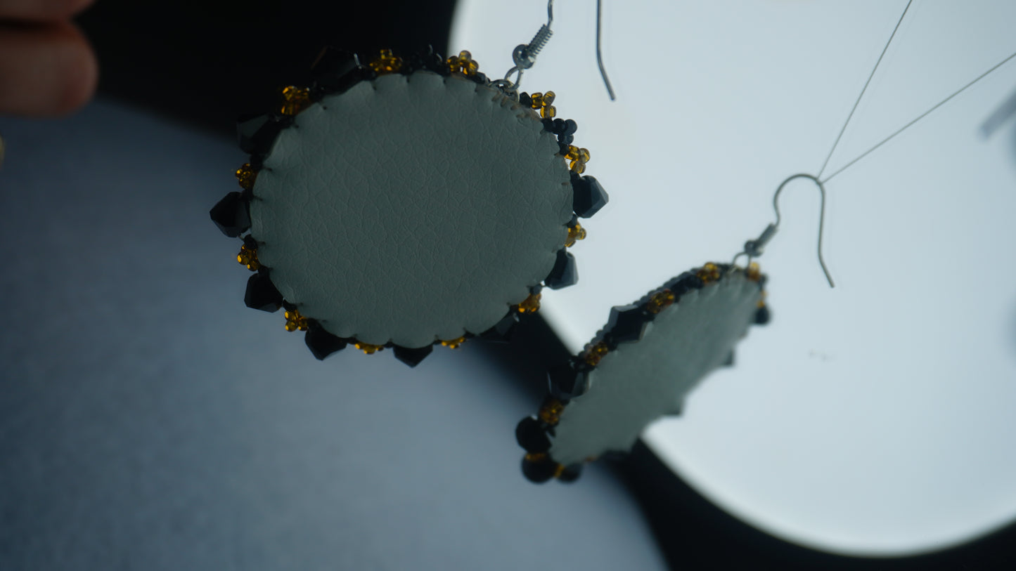 Black and Gold Butterfly Beaded Earrings