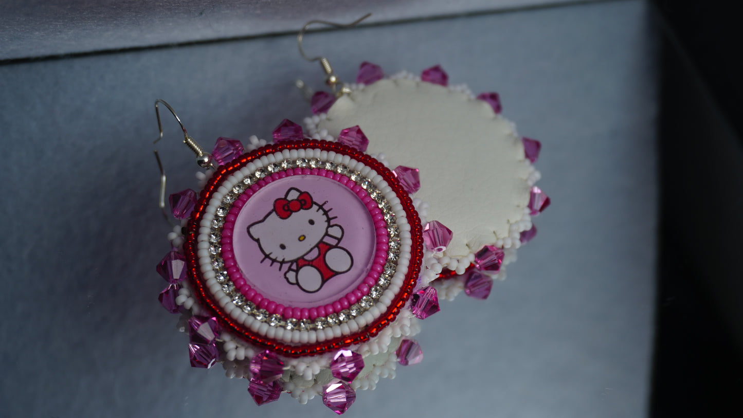 Red Character Beaded Earrings