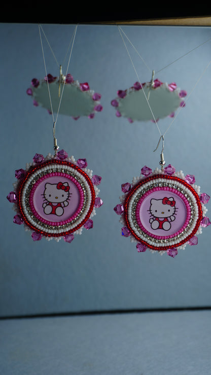 Red Character Beaded Earrings