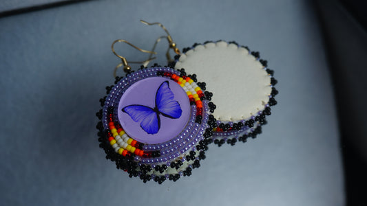 Purple Butterfly Beaded Earrings (small)