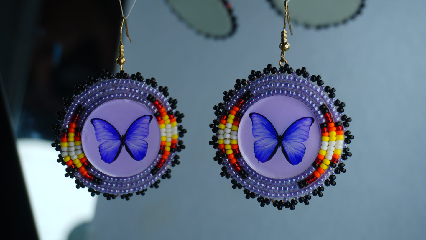 Purple Butterfly Beaded Earrings (small)