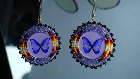 Purple Butterfly Beaded Earrings (small)