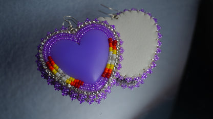 Purple Heart Beaded Earrings