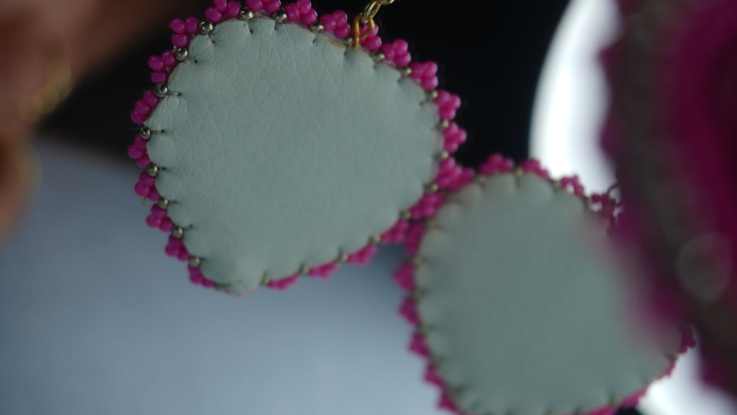 Pink Heart Beaded Earrings