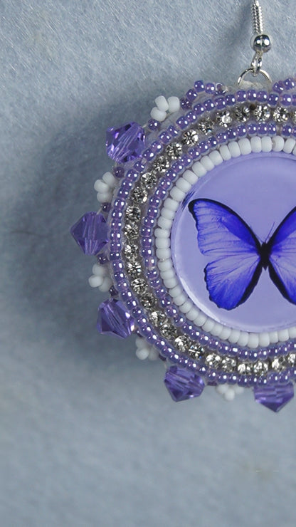 Purple Butterfly Beaded Earrings