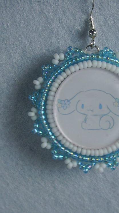 Blue Character Beaded Earrings (small)