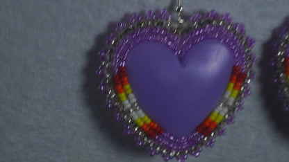 Purple Heart Beaded Earrings