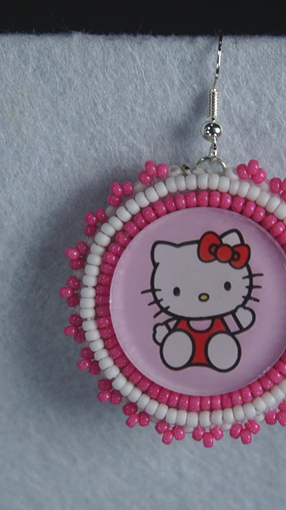 Red Character Beaded Earrings (small)