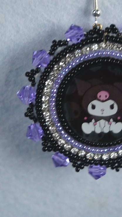 Purple Character Beaded Earrings