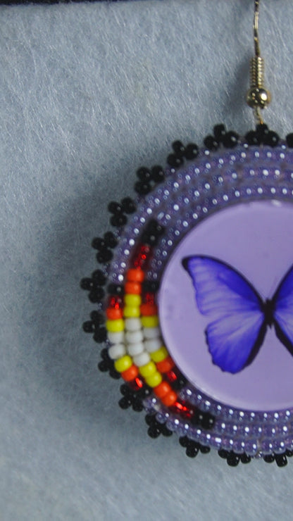 Purple Butterfly Beaded Earrings (small)
