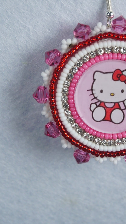 Red Character Beaded Earrings