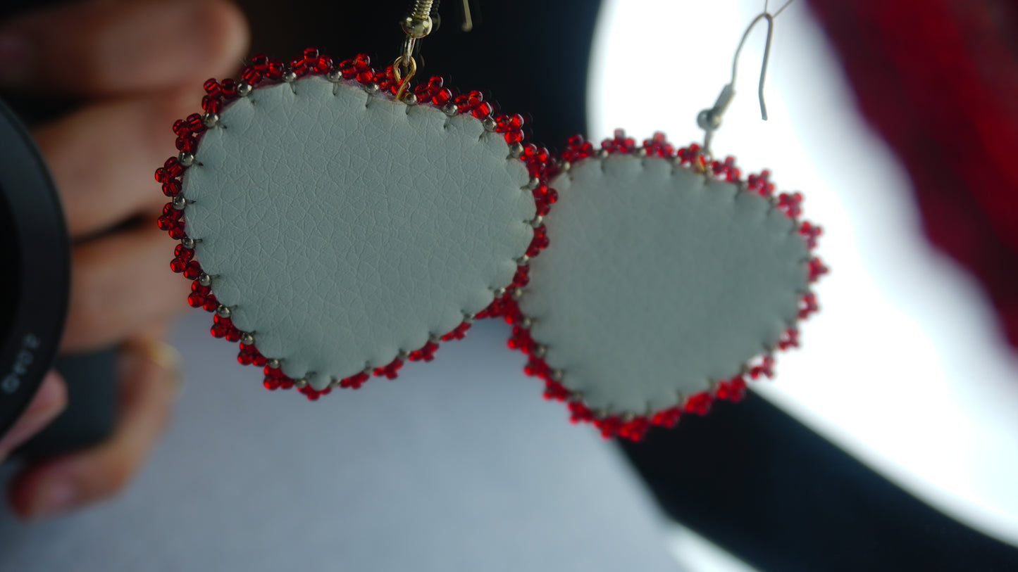 Red Heart Beaded Earrings