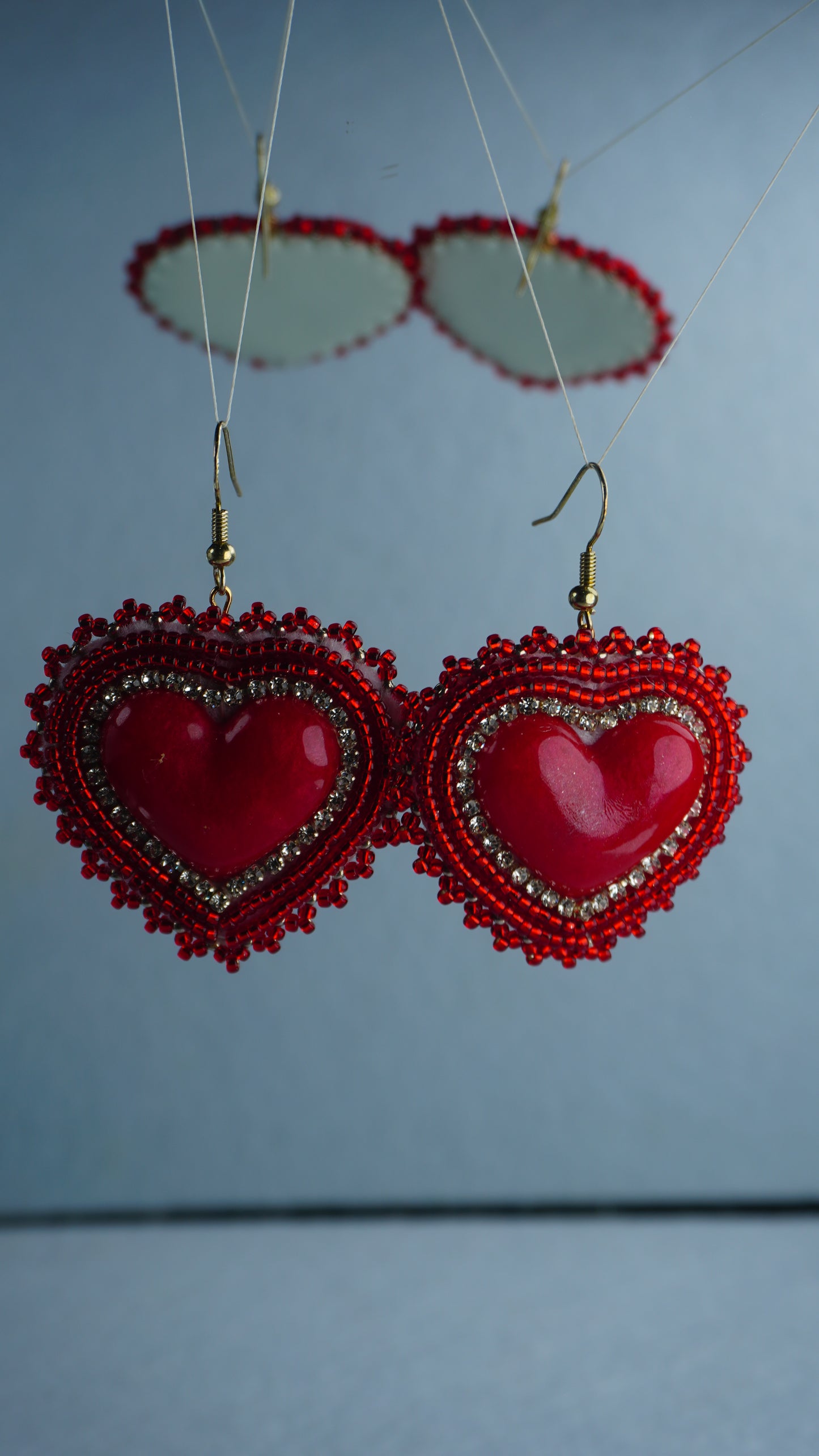 Red Heart Beaded Earrings