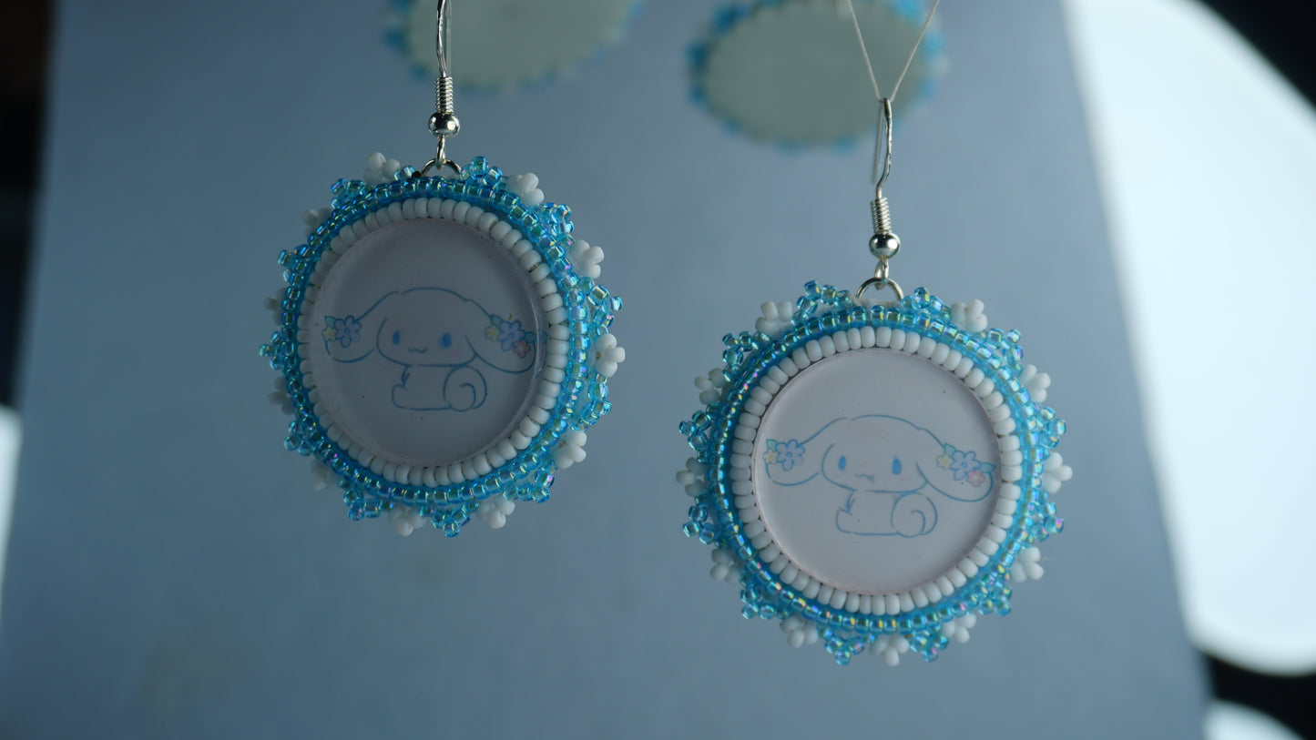Blue Character Beaded Earrings (small)