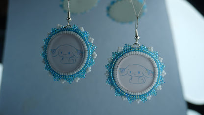 Blue Character Beaded Earrings (small)