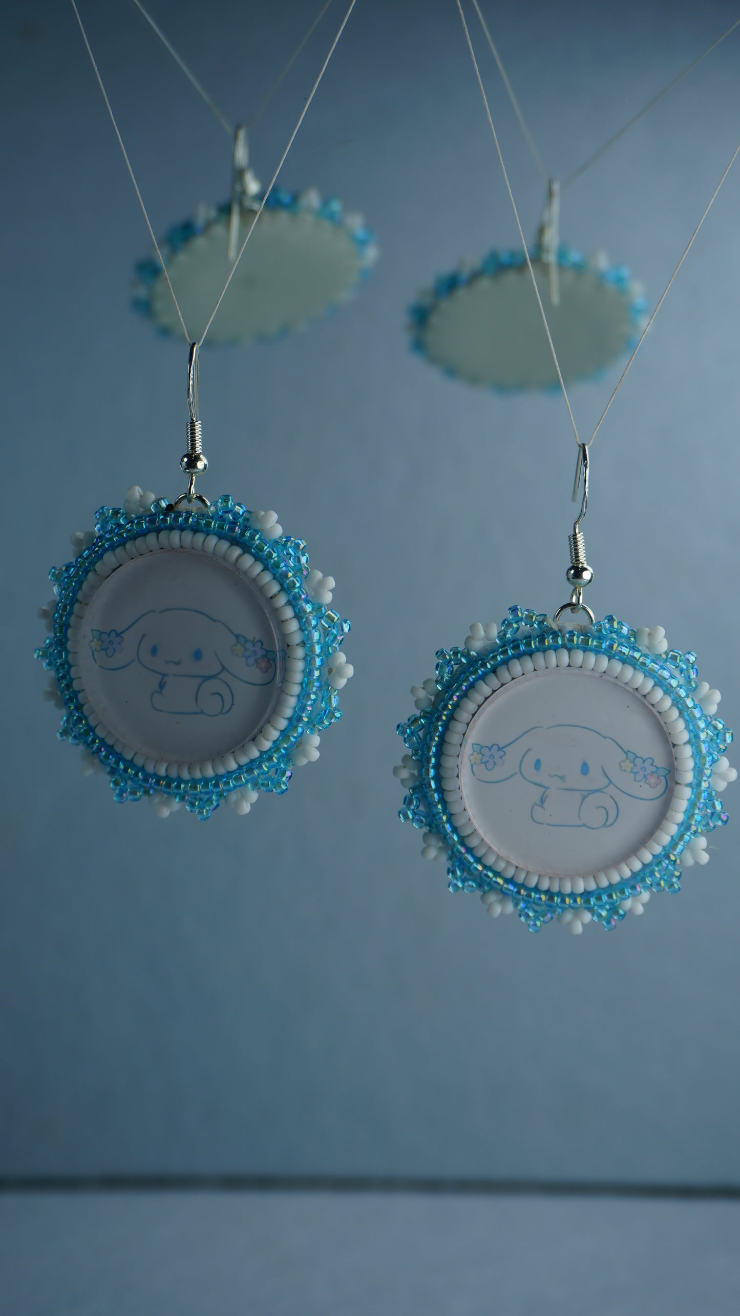 Blue Character Beaded Earrings (small)