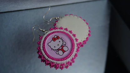 Red Character Beaded Earrings (small)