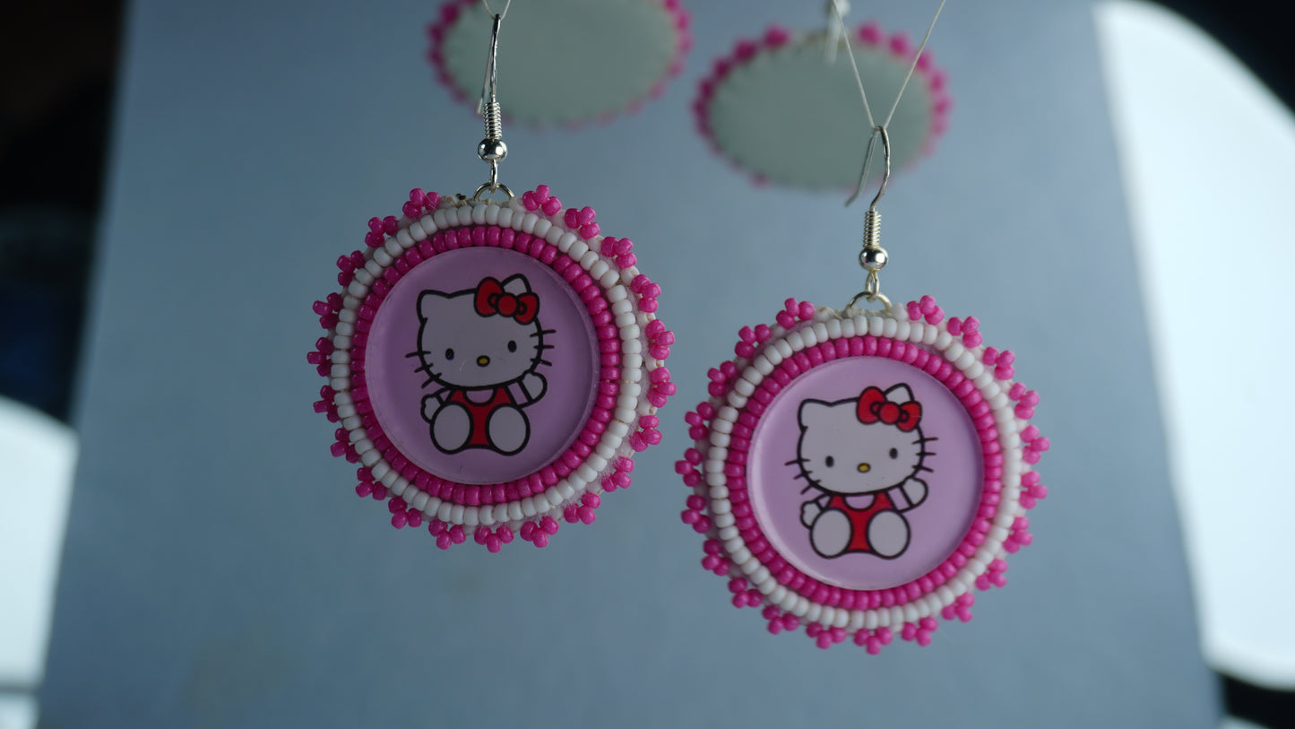 Red Character Beaded Earrings (small)