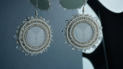 White Butterfly Beaded Earrings